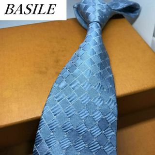 ★ BASILE バジーレ★ ブランド ネクタイ シルク イタリア製 水色系(ネクタイ)