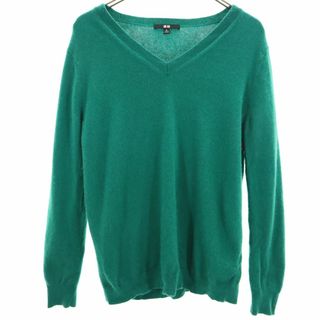 ユニクロ(UNIQLO)のユニクロ カシミヤ100％ 長袖 Vネック セーター XL グリーン UNIQLO +J ニット レディース(ニット/セーター)