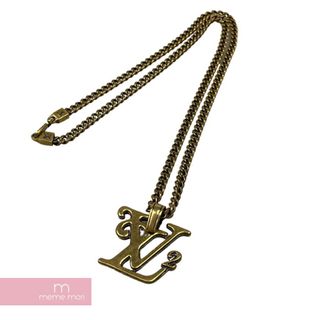 ルイヴィトン(LOUIS VUITTON)のLOUIS VUITTON×NIGO 2020AW Collier Squared LV Gold Necklace MP2692 ルイヴィトン×ニゴー コリエ・スクエアード LVゴールドネックレス ペンダント ロゴ アクセサリー ゴールド【240604】【中古-B】【me04】(ネックレス)