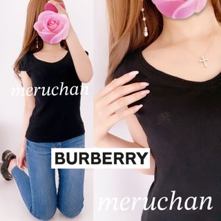 BURBERRY - 美品☆バーバリーロンドン サマーニットトップス Tシャツ ワンポイント刺繍 半袖