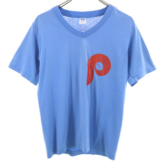 ラッセルアスレティック(Russell Athletic)のラッセルアスレチック 90s USA製 オールド 半袖 Vネック Tシャツ S ブルー系 RUSSELL ATHLETIC メンズ(Tシャツ/カットソー(半袖/袖なし))