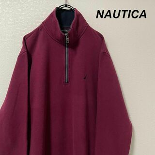 ノーティカ(NAUTICA)のNAUTICA/ノーティカ スウェット ハーフジップ 赤紫 ワンポイント 刺繍(スウェット)