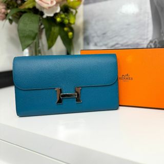 エルメス(Hermes)のエルメス コンスタンスロング エプソン ブルーイズミール(財布)