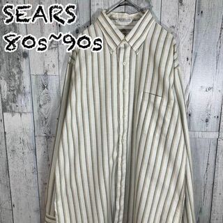 【80s~90s】SEARS ROE-BUCK シアーズストライプシャツ(Tシャツ/カットソー(七分/長袖))