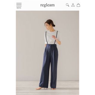 ★新品 regleam（リグリーム）ストラップ2WAYワイドパンツネイビーXS★(その他)