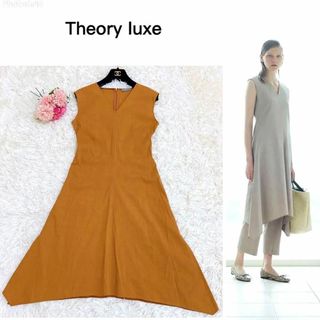 セオリーリュクス(Theory luxe)の美品☆セオリーリュクス アシンメトリー リネン ワンピース 麻 シナモン(ロングワンピース/マキシワンピース)