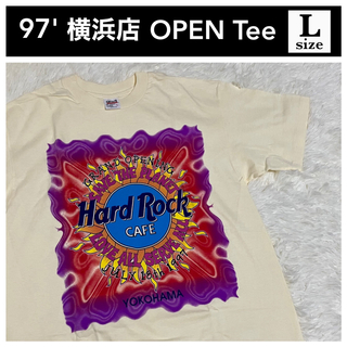 ハードロックカフェ(Hard Rock CAFE)の美品 ! ハードロックカフェ横浜 Tシャツ USA製 97' オープン記念 L(シャツ)