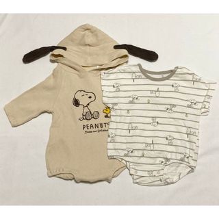 ピーナッツ(PEANUTS)のベビー　服　70サイズ　男の子　ピーナッツ　2点まとめ(ロンパース)
