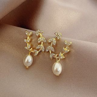 【新作】レディース　ピアス　ゴールド　アクセサリー 可愛い　ドレス　パール(ピアス)