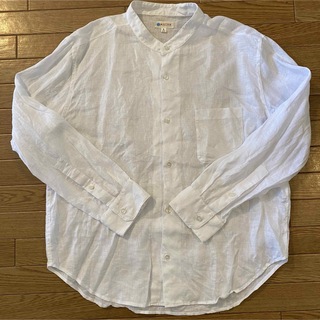 モト(MOTO)のmoto モト リネン シャツ ノーカラー 長袖 白シャツ 麻 モトスタイル(シャツ)