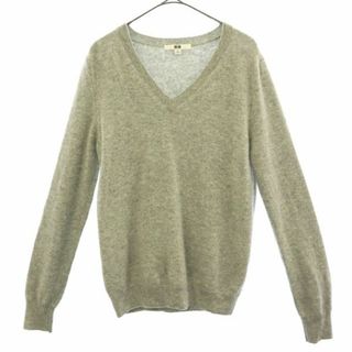 ユニクロ(UNIQLO)のユニクロ 長袖 カシミヤ100% Vネック セーター M グレー UNIQLO +J ニット レディース(ニット/セーター)