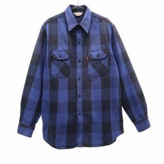 リーバイス(Levi's)のリーバイスレッドタブ チェック 長袖 レギュラーカラー コットンシャツ M ブルー Levi's Red Tab ロゴタグ メンズ(シャツ)