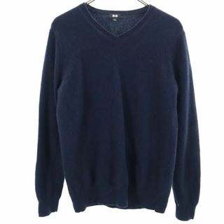 ユニクロ(UNIQLO)のユニクロ 長袖 カシミヤ100% Vネック セーター L ネイビー UNIQLO +J ニット メンズ(ニット/セーター)