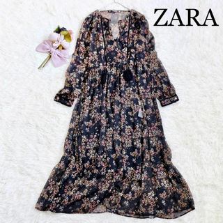 ZARA - ✳︎ZARAザラ　クラシカルフラワー　シアーエスニックロングワンピース