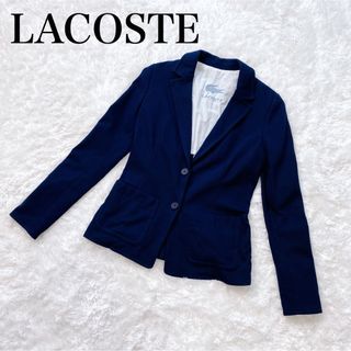 ラコステ(LACOSTE)のラコステ ビックロゴ 刺繍 爽やか ジャケット ネイビー レディース(テーラードジャケット)