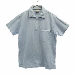ナイキ(NIKE)のナイキ 刺繍 半袖 ハーフジップ ポロシャツ M ブルー NIKE メンズ(ポロシャツ)