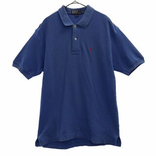 ポロバイラルフローレン 刺繍 半袖 ポロシャツ M ブルー Polo by Ralph Lauren 鹿の子 メンズ(ポロシャツ)