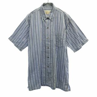 トラサルディ(Trussardi)のトラサルディ 日本製 ストライプ 半袖 ボタンダウンシャツ L ブルー系 TRUSSARDI メンズ(シャツ)