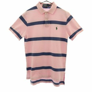 ポロバイラルフローレン ボーダー 半袖 ポロシャツ M ピンク Polo by Ralph Lauren 鹿の子 メンズ(ポロシャツ)