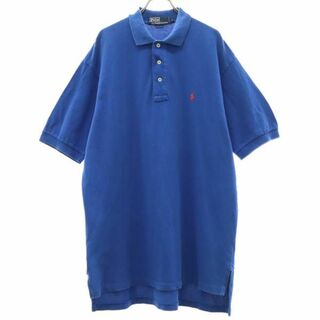 ポロバイラルフローレン 半袖 ポロシャツ L ブルー Polo by Ralph Lauren 鹿の子地 ロゴ刺繍 メンズ(ポロシャツ)