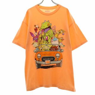 ニコロデオン プリント 半袖 Tシャツ L オレンジ Nickelodeon メンズ(Tシャツ/カットソー(半袖/袖なし))