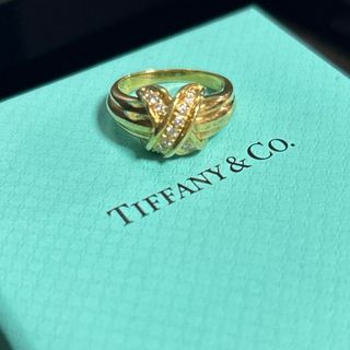 Tiffany & Co. - 高級　希少　ティファニー リングK18YG シグネチャーリング　ダイヤ　約10号