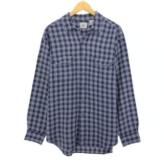 ギャップ(GAP)の古着 90年代 ギャップ GAP オールドギャップ チェック柄 オープンカラー 長袖 ラミー×レーヨンシャツ メンズL ヴィンテージ /eaa453096(シャツ)