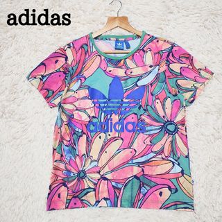 オリジナルス(Originals（adidas）)のadidas　アディダス　半袖カットソー　フローラル　総柄　花柄　派手カラー　M(Tシャツ(半袖/袖なし))