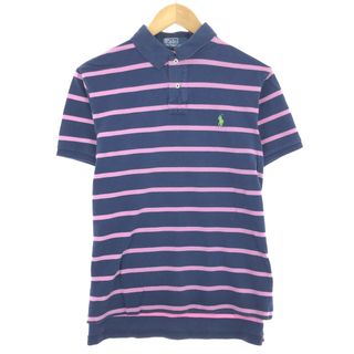 ラルフローレン(Ralph Lauren)の古着 ラルフローレン Ralph Lauren POLO by Ralph Lauren CUSTOM FIT 半袖 ボーダー ポロシャツ メンズL /eaa448324(ポロシャツ)