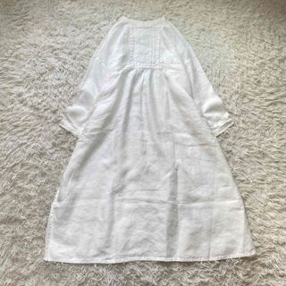 ネストローブ(nest Robe)の美品✨ネストローブ ロングワンピース 夏服 レース 刺繍 ピンタック ギャザー(ロングワンピース/マキシワンピース)