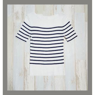 ギャルリーヴィー(GALERIE VIE)の10【美品】GALERIE VIE ボーダーコットンカットソーネイビー×ホワイト(Tシャツ(半袖/袖なし))