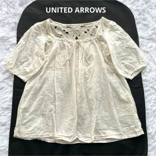 ビューティアンドユースユナイテッドアローズ(BEAUTY&YOUTH UNITED ARROWS)のUNITED ARROWS ブラウス 刺繍 シャツ 白 リボン トップス 半袖(シャツ/ブラウス(半袖/袖なし))