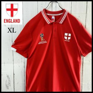 ヴィンテージ(VINTAGE)の希少 イングランド ENGLAND ワールドカップ ポロシャツ 古着  XL 赤(ポロシャツ)