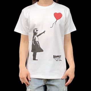 新品 ビッグ プリント BANKSY オークション 風船と少女 アート Tシャツ(Tシャツ/カットソー(半袖/袖なし))