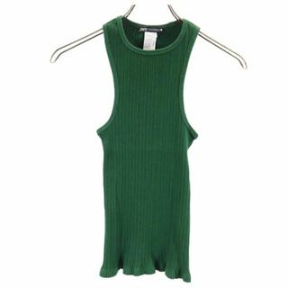 ザラ(ZARA)の未使用 ザラ リブ タンクトップ XS グリーン系 ZARA レディース(タンクトップ)