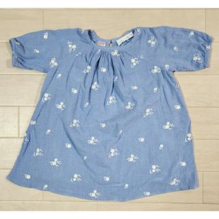 ザラ(ZARA)のZARA 花柄刺繍トップス ブルー系 2~3years 98cm(Tシャツ/カットソー)