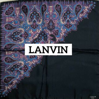 LANVIN - 未使用品 ★LANVIN★ ミニスカーフ ペイズリー シルク ブラック パープル