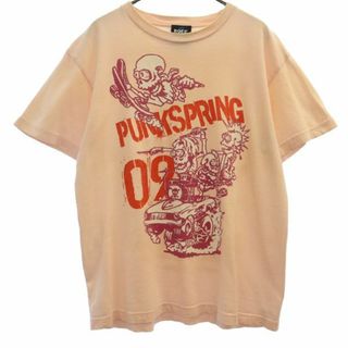 Rock1 2009 PUNK SPRING プリント 半袖 Tシャツ M ピンク Rock1 フェス バンド メンズ(Tシャツ/カットソー(半袖/袖なし))