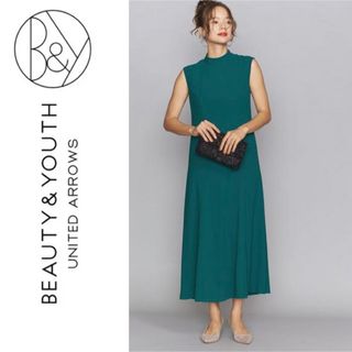 BEAUTY&YOUTH UNITED ARROWS - BEAUTY&YOUTH スタンドカラーノースリーブフレアワンピース