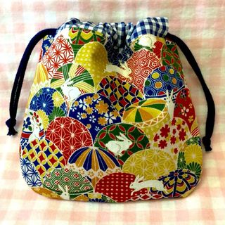 手毬うさぎ柄☆ハンドメイド☆巾着☆和風(その他)