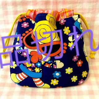 ヒスミニ柄☆ハンドメイド☆巾着☆ネイビーカラフルフラワー(その他)