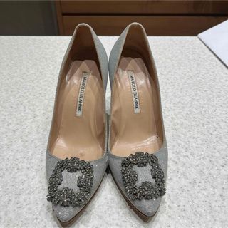 マノロブラニク(MANOLO BLAHNIK)の難あり　本物マノロブラニク36 グリッターパンプス(ハイヒール/パンプス)