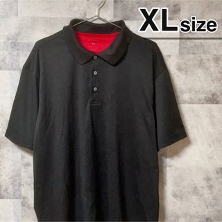 USA古着　ポロシャツ　XL　無地　ブラック　黒　ポリエステル　George(ポロシャツ)