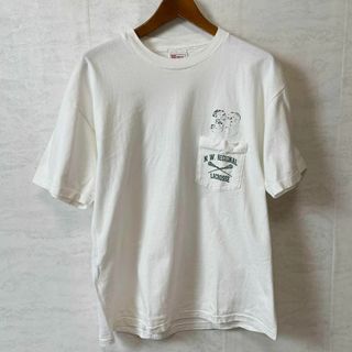 ビンテージTシャツ90Ｓ　シングルステッチ　両面ロゴ　胸ポケット付き　メンズ古着(Tシャツ/カットソー(半袖/袖なし))