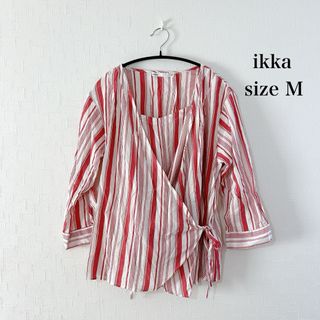 激安！ikka ストライプ ピンクシャツ キャミソール付き カジュアル シンプル