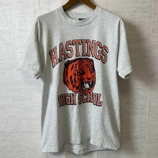 メイドインUSA　シングルステッチ　オーバーサイズＬ　灰色グレー　カレッジ系古着(Tシャツ/カットソー(半袖/袖なし))