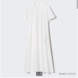 ユニクロ(UNIQLO)のUNIQLO ユニクロ マーセライズコットンAラインワンピース 半袖・標準丈(ロングワンピース/マキシワンピース)