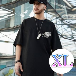 【夏物SALE！】メンズ　黒　ＸＬ　ヒップホップ　ストリート　ゆったり　Ｔシャツ(Tシャツ/カットソー(半袖/袖なし))