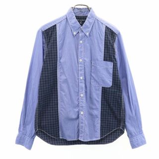 コムデギャルソンオム(COMME des GARCONS HOMME)のコムデギャルソンオム 2010年 日本製 チェック柄 長袖 ボタンダウンシャツ XS ブルー COMME des GARCONS HOMME メンズ(シャツ)