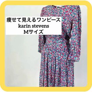 karin stevens カリンスティーブンス　Mサイズ　花柄　総柄　レトロ(ロングワンピース/マキシワンピース)